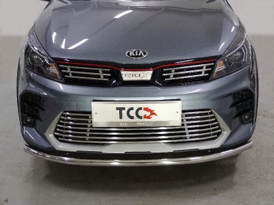 Накладка решетки радиатора верхняя 12 мм 3 шт  ТСС для Kia Rio X 2020-2021
