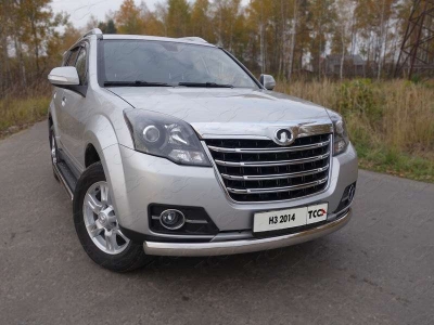 Защита передняя овальная 75-42 мм ТСС для Great Wall Hover H3 New 2014-2015