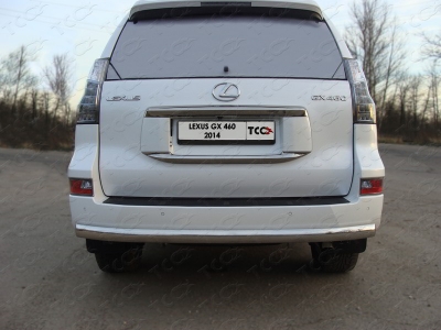 Защита заднего бампера овальная овальная 75-42 мм ТСС для Lexus GX460 2014-2019