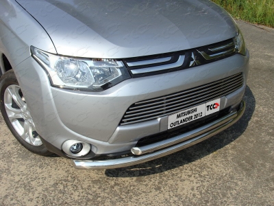 Накладка решётки радиатора верхняя 12 мм ТСС для Mitsubishi Outlander 2012-2014