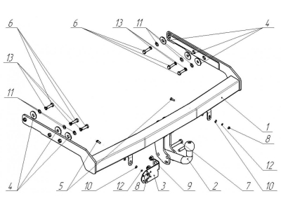 Фаркоп Avtos для Ford Ford Galaxy/Volkswagen Sharan/Seat Alhambra 2000-2010