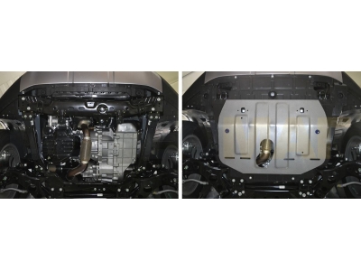 Защита картера и КПП Rival для 2,0 и 2,4 алюминий 4 мм для Geely Atlas 2018-2021