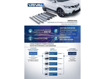 Пороги алюминиевые Rival Black для Kia Sorento 2020-2021