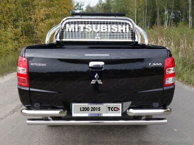 Защита кузова и заднего стекла 75х42 мм со светодиодной фарой ТСС для Mitsubishi L200 2019-2021