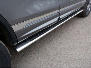 Пороги труба овальная с накладками 120х60 мм для Volkswagen Touareg R-Line № VWTOUARRL14-03