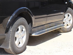 Пороги с площадкой алюминиевый лист 43 мм для Ssang Yong Rexton № SSR_1.1